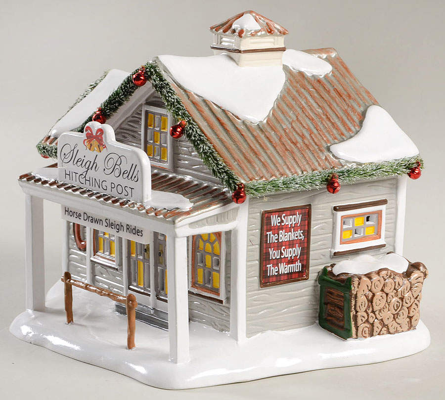 Snow Village Sleigh Bell's Hitching Post - No Box Nb1327 by Department 56-1