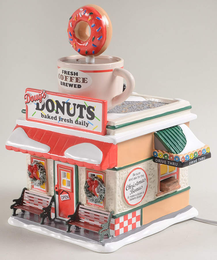 Snow Village Doug's Donut Shop - With Box Bx1351 by Department 56-1
