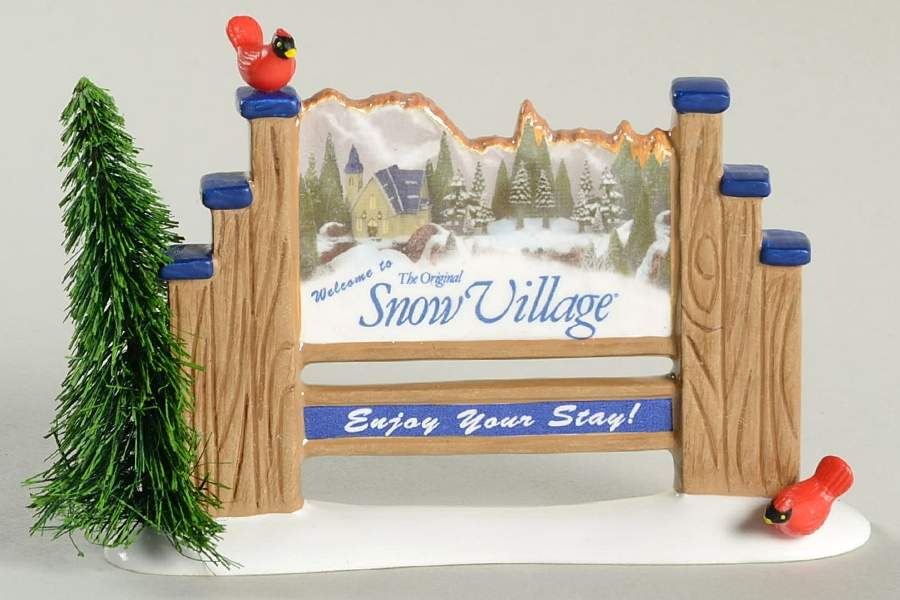 Snow Village Welcome To Snow Village Population Sign - With Box Bx932 by Department 56-1