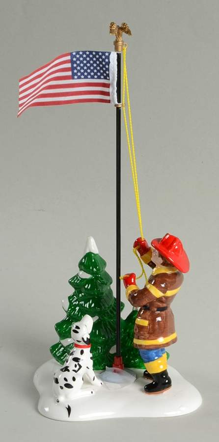 Snow Village Snow Village Raising The Flag - Nb929, No Box by Department 56-1