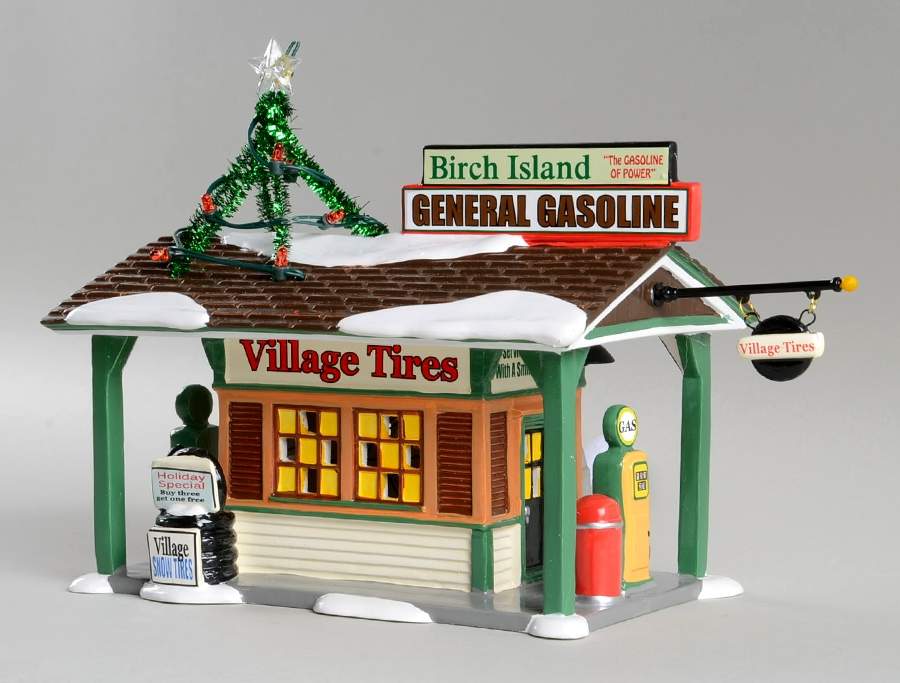 Snow Village Birch Island Gas Station - With Box Bx1217 by Department 56-1