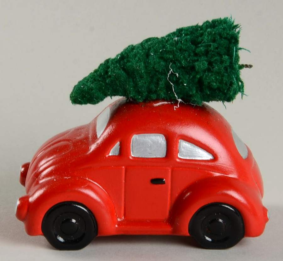 Snow Village Auto With Tree (Red Bug)  - Boxed by Department 56-1