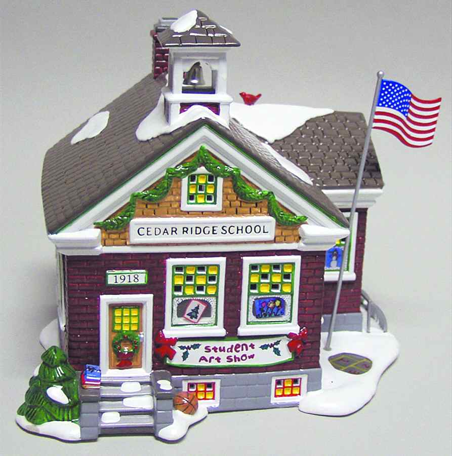 Snow Village Cedar Ridge School - No Box by Department 56-1