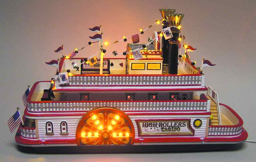 Snow Village High Rollers Riverboat Casino-W-13 1/4" - No Box by Department 56-1