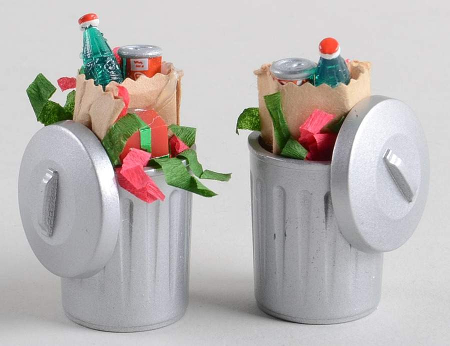 Snow Village Christmas Trash Cans-Set Of 2 - No Box by Department 56-1