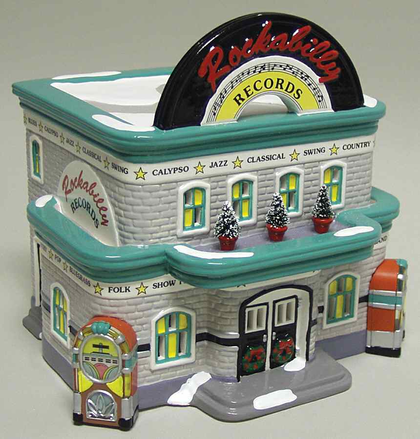 Snow Village Rockabilly Records - No Box by Department 56-1