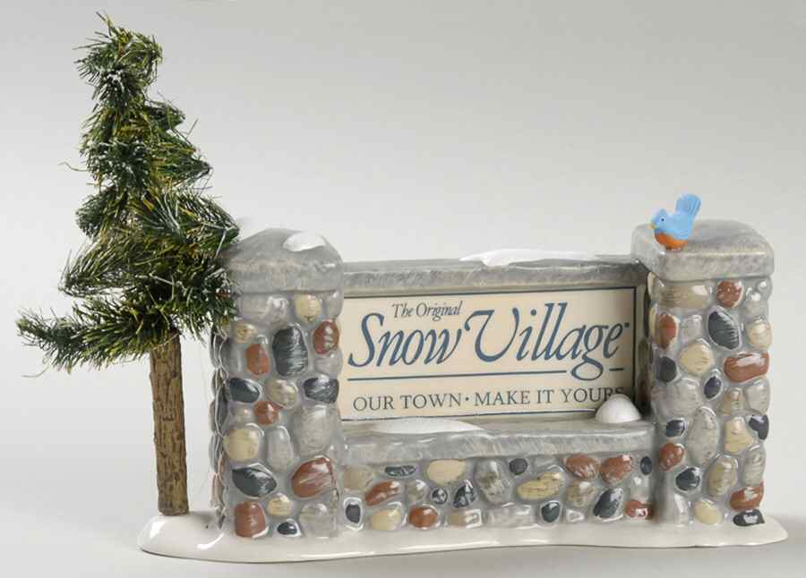 Snow Village Welcome To Snow Village Sign - With Box Bx1026 by Department 56-1