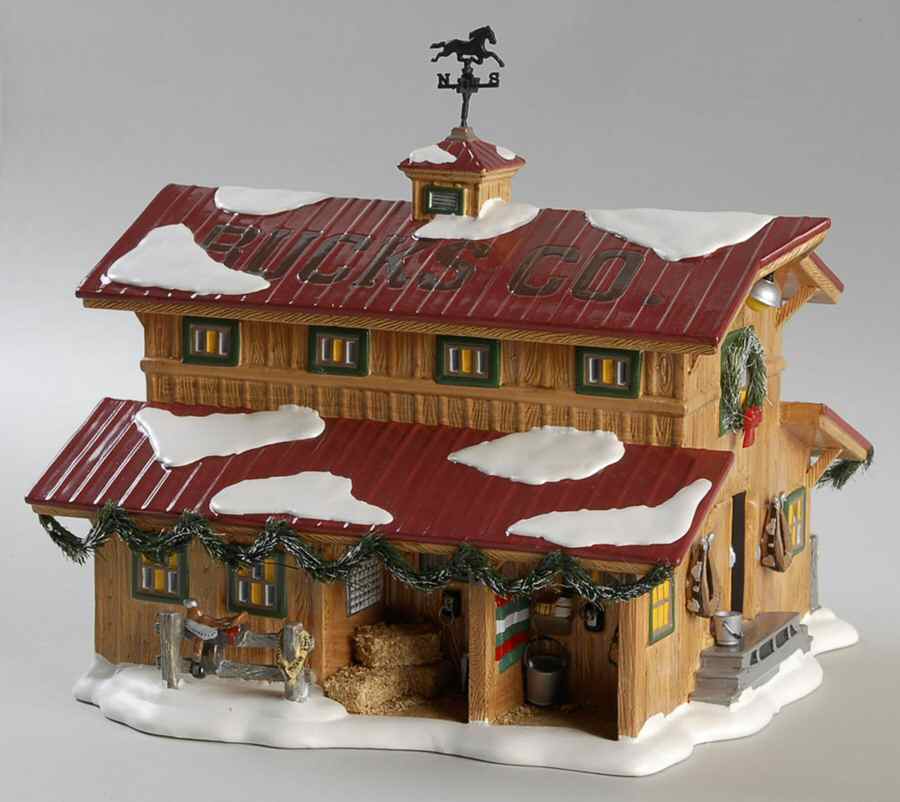 Buck's County-Snow Village Buck's County Horse Barn - Boxed by Department 56-1