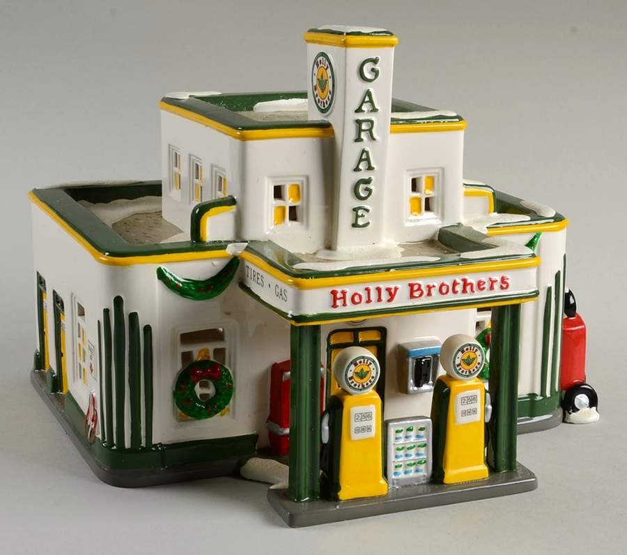 Snow Village Holly Brothers Garage - No Box by Department 56-1