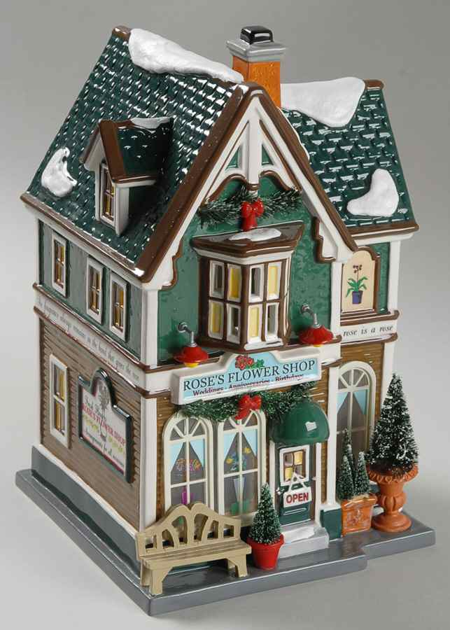 Snow Village Rose's Flower Shop - Nb1042, No Box by Department 56-1