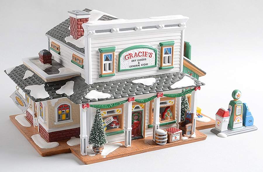 Snow Village Gracie's Drygoods Store - No Box by Department 56-1