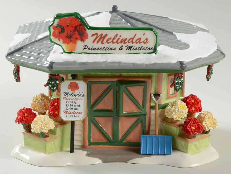 Snow Village Melinda's Poinsettias/Mistleto - Bx1096 With Box by Department 56-1
