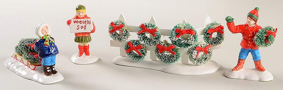 Snow Village Wreaths For Sale-Set Of 4 - No Box by Department 56-1