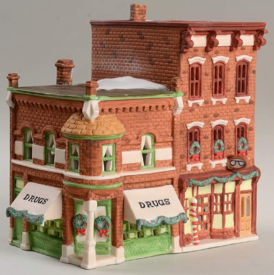 Snow Village Bachman's Corner Drugstore - With Box 1142 by Department 56-1