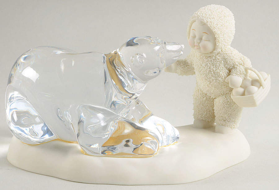Snowbabies And He Kissed Me-With Clear Polar Bear - Boxed by Department 56-1