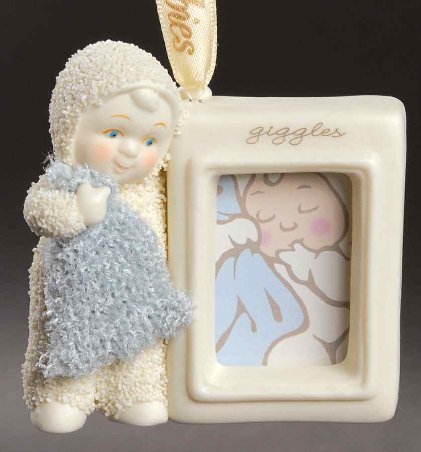 Snowbabies Baby Blanket Frame-Blue-Giggles - With Box by Department 56-1