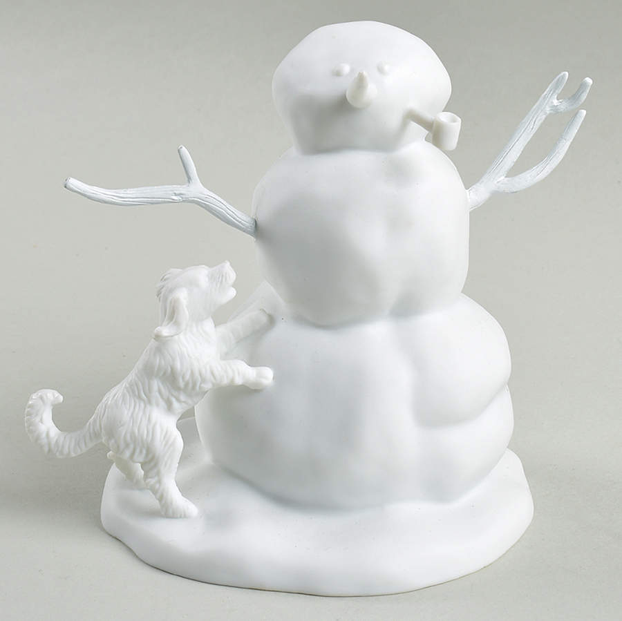 Winter Silhouettes-Porcelain Snowman With Dog - No Box 106c by Department 56-1