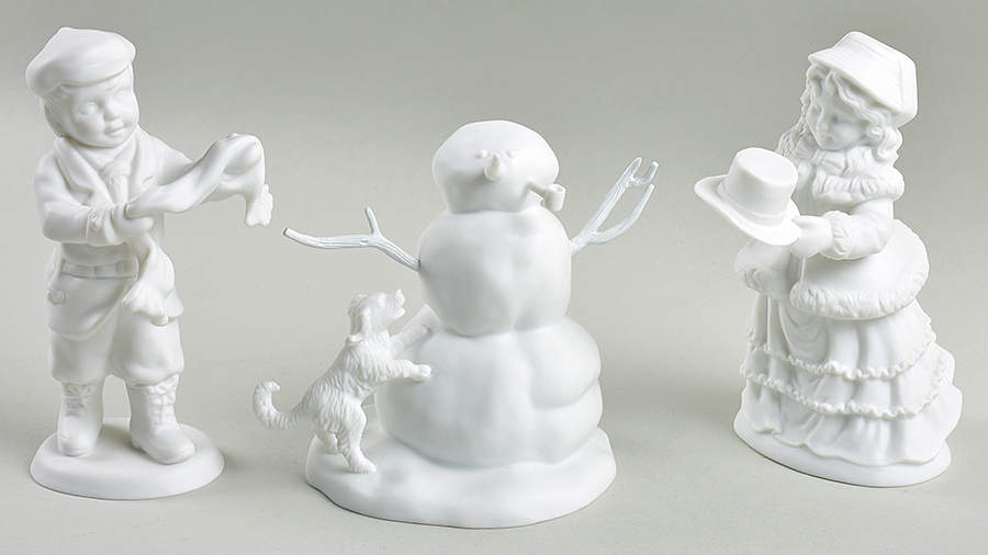Winter Silhouettes-Porcelain Building A Snowman-Set Of 3 - Boxed by Department 56-1