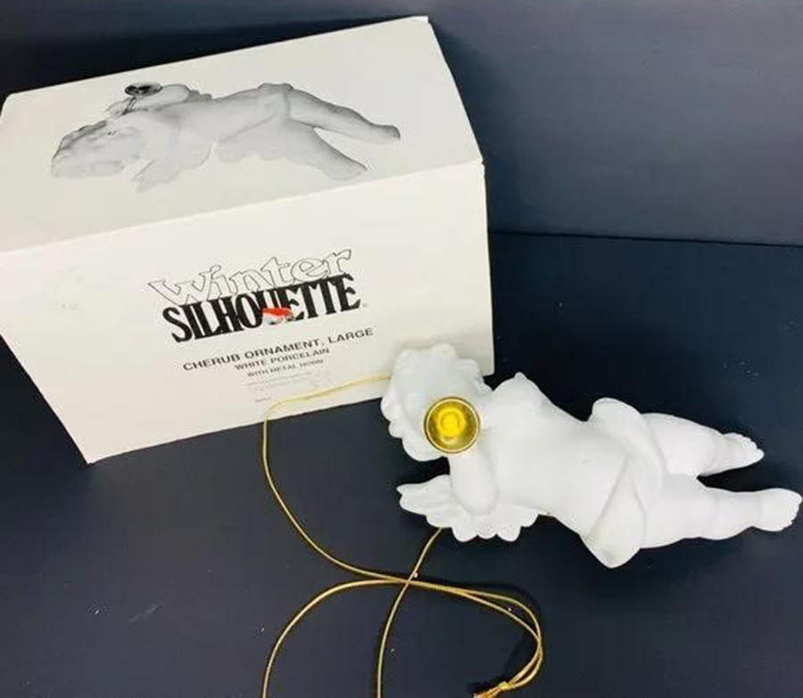Winter Silhouettes-Porcelain Cherub Ornament -Large - Boxed by Department 56-1