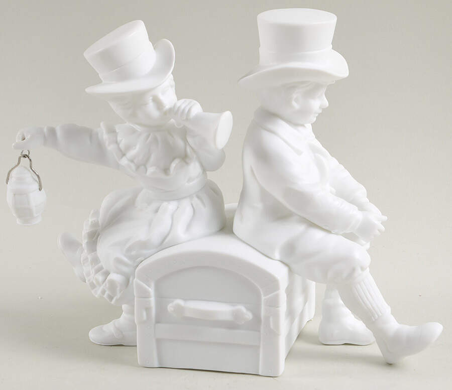 Winter Silhouettes-Porcelain Boy And Girl On Trunk - No Box Nb86b by Department 56-1