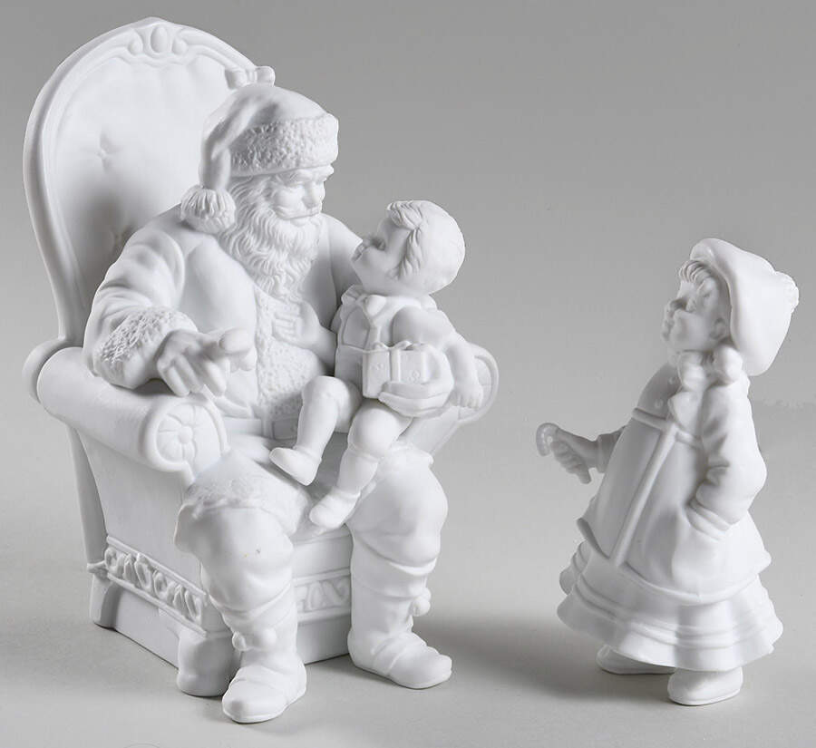 Winter Silhouettes-Porcelain A Visit With Santa-Set Of 2 - Boxed by Department 56-1