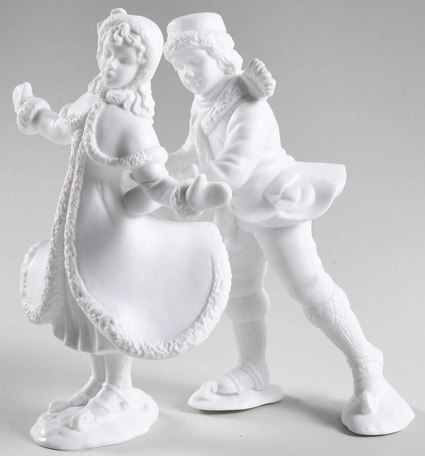 Winter Silhouettes-Porcelain Skater's Waltz-Set Of 2 - Boxed by Department 56-1