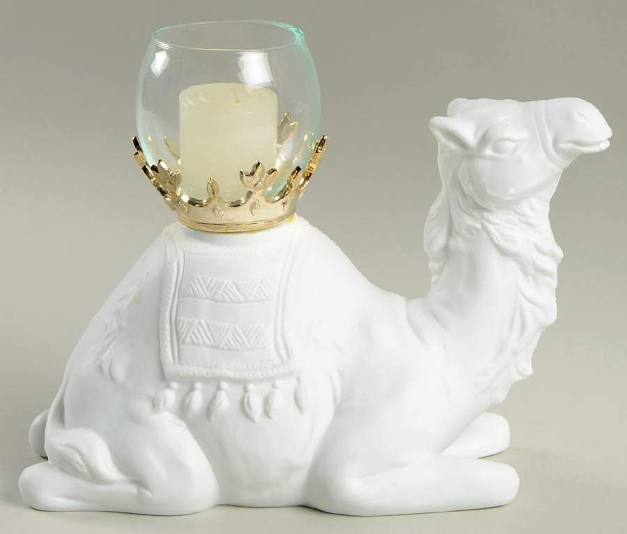 Winter Silhouettes-Porcelain Christmas Camel Candleholder - Boxed by Department 56-1