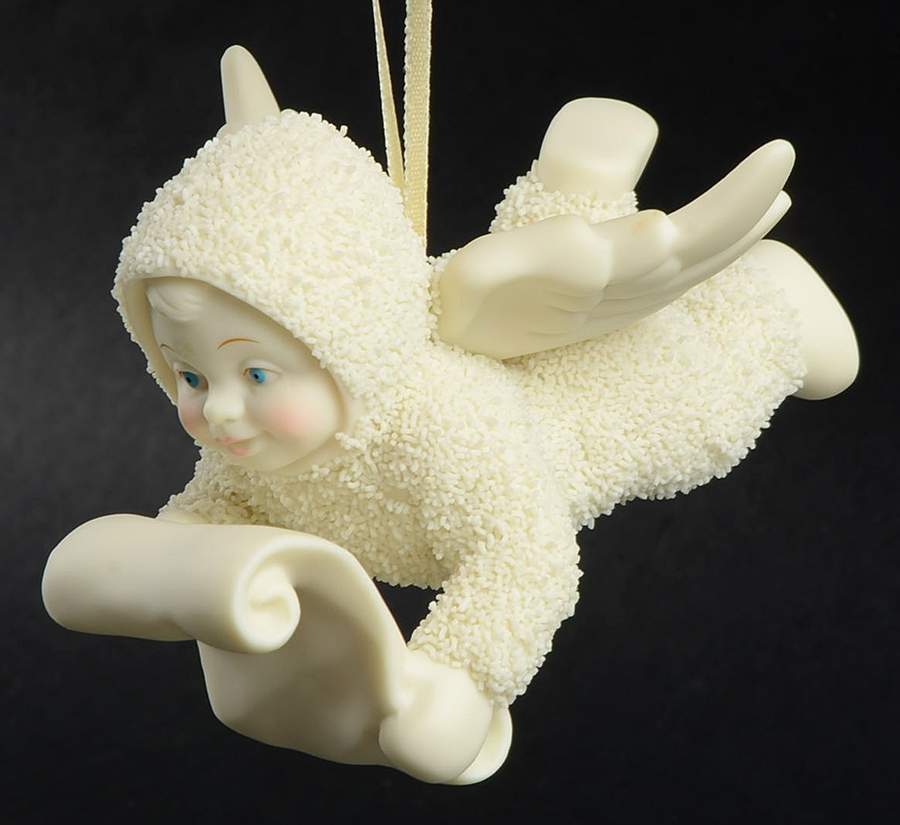 Snowbabies Ornaments Send A Message-Scroll  - With Box 49a by Department 56-1