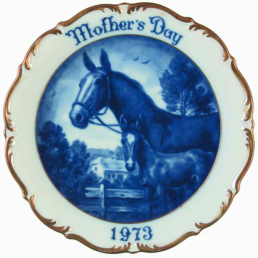 Mother's Day Plate Mare And Colt - No Box by Dresden (German)-1