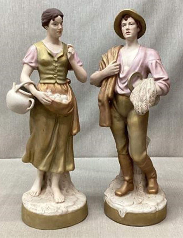 Royal Dux Figurine (Older Mark) Harvest Time-Pair - No Box by Royal Dux-1