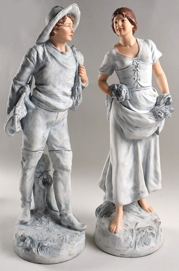 Royal Dux Figurine (Older Mark) Fisherman Couple - No Box by Royal Dux-1