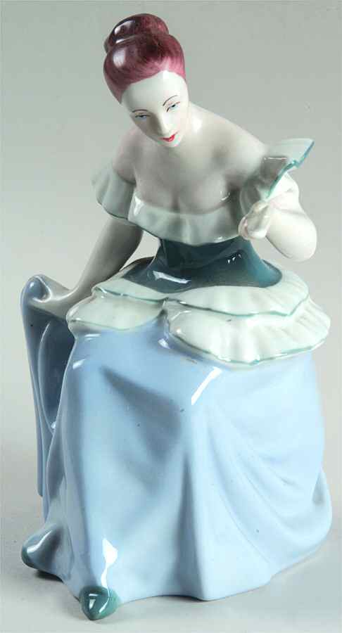 Royal Dux Figurine (Older Mark) Lady With Mirror - No Box by Royal Dux-1