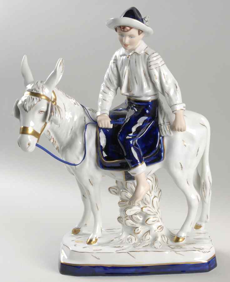 Royal Dux Figurine (Older Mark) Boy On Donkey - No Box by Royal Dux-1