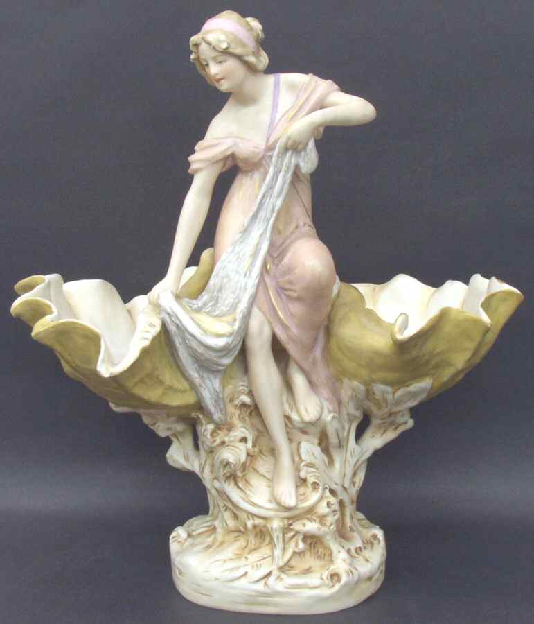 Royal Dux Figurine (Older Mark) Peasant Girl Centerpiece - No Box by Royal Dux-1