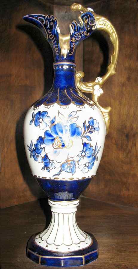 Royal Dux Figurine (Older Mark) Cobalt Floral Ewer - No Box by Royal Dux-1