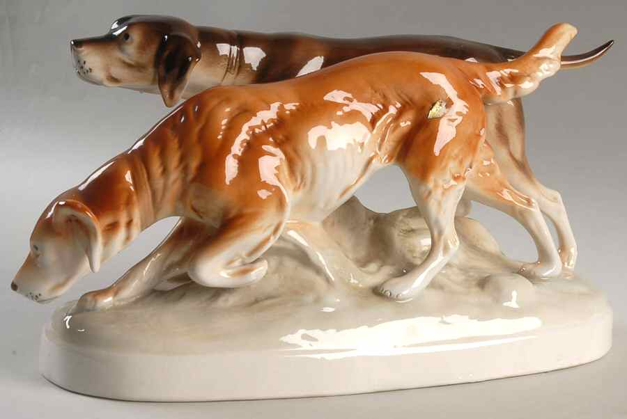 Royal Dux Figurine (Older Mark) Hunting Dogs - No Box by Royal Dux-1