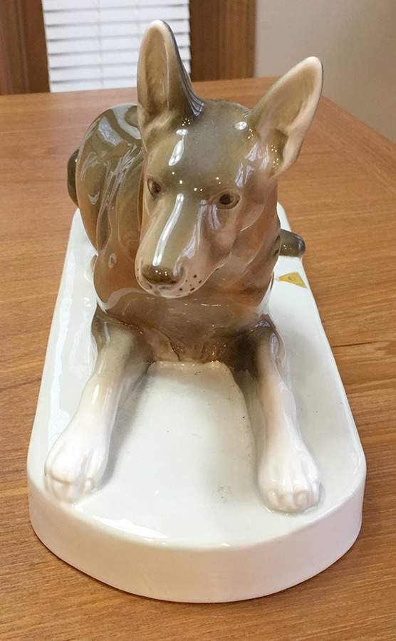 Royal Dux Figurine (Older Mark) German Shepared Lying Down - No Box by Royal Dux-1