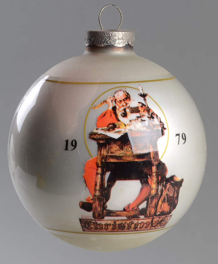 Norman Rockwell-Ball Ornament Santa  At Desk With Mailbag - Boxed by Dave Grossman-1