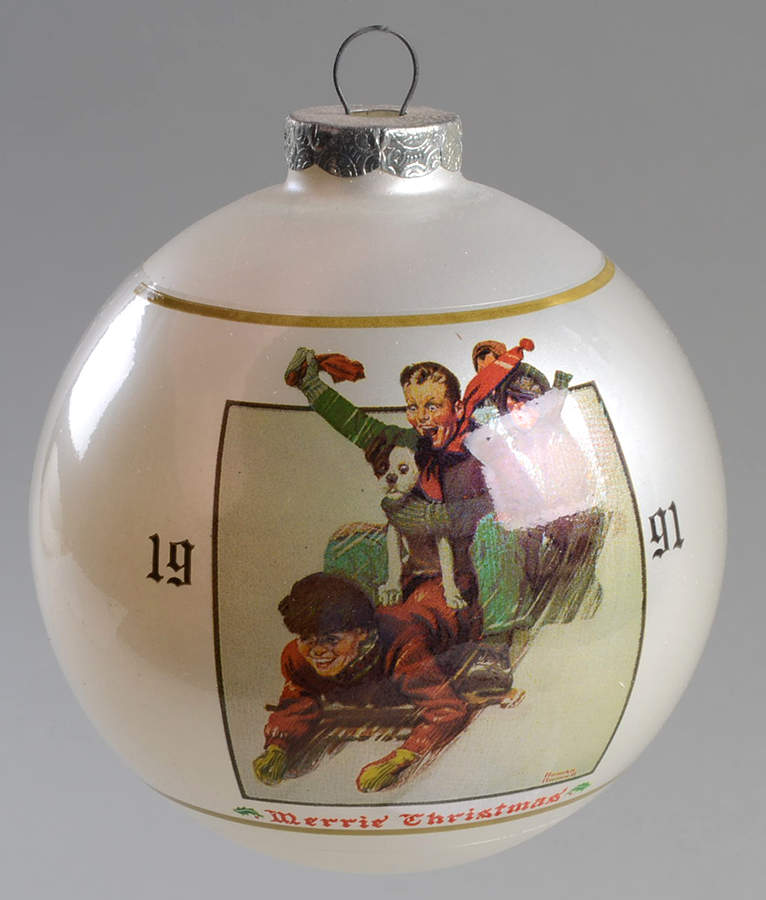 Norman Rockwell-Ball Ornament Downhill Daring - Boxed by Dave Grossman-1