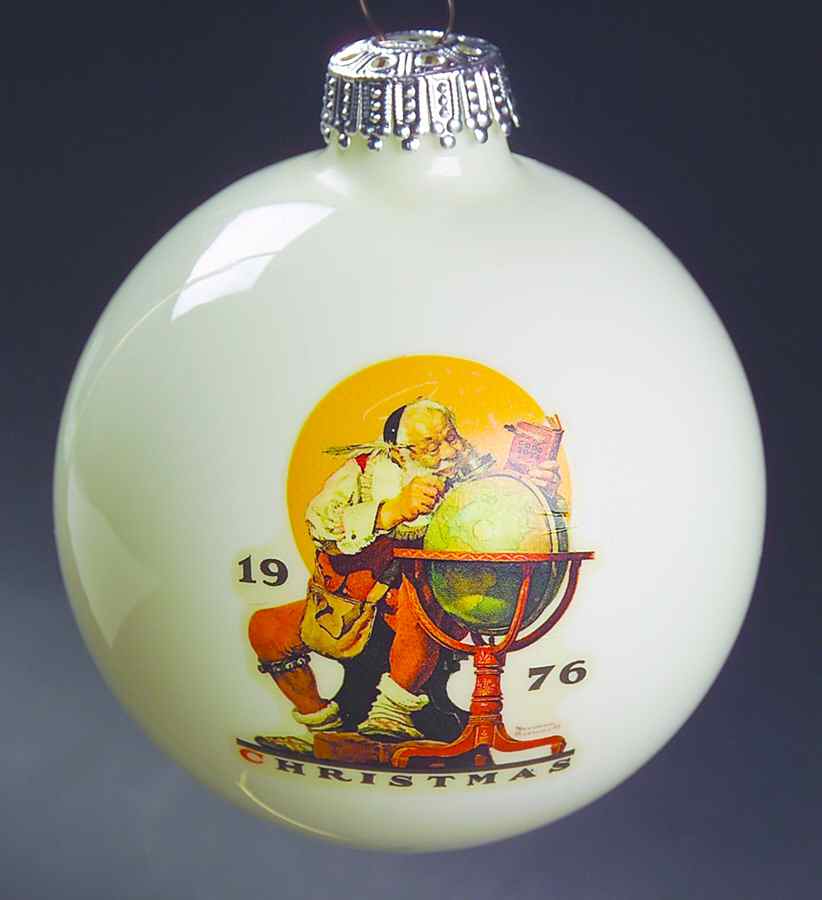 Norman Rockwell-Ball Ornament Santa At Globe - No Box by Dave Grossman-1