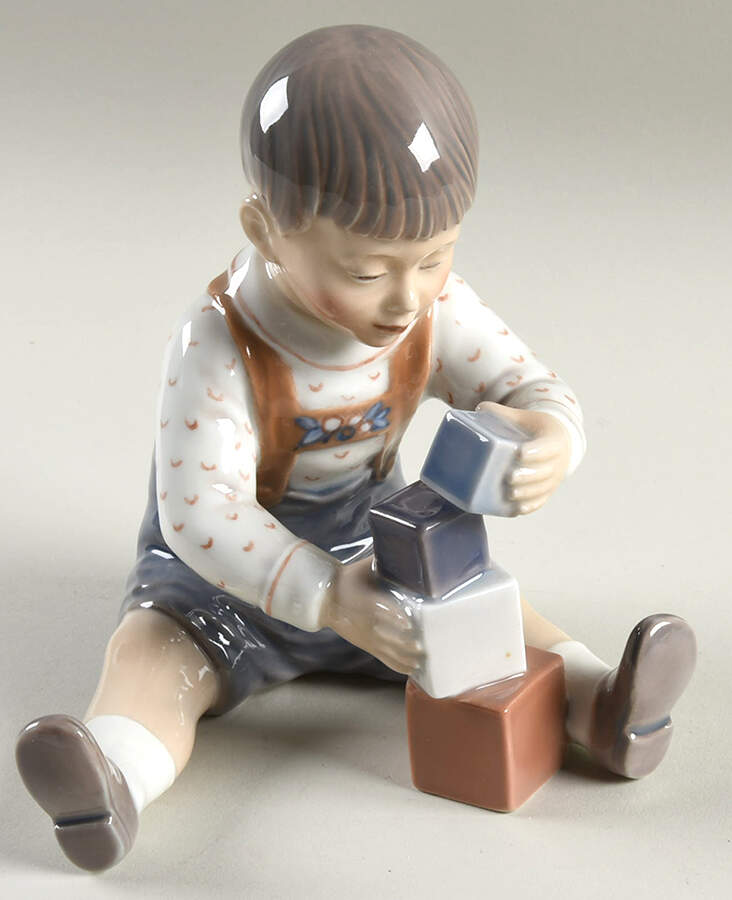 Dahl Jensen Figurine Boy With Blocks - No Box by Dahl-Jensen-1