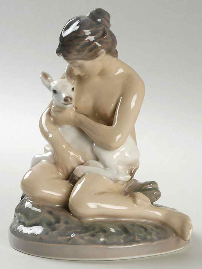 Dahl Jensen Figurine Woman With Fawn - No Box by Dahl-Jensen-1
