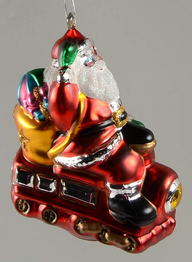 Mercury Glass Ornaments Santa On Train - Boxed by Department 56-1
