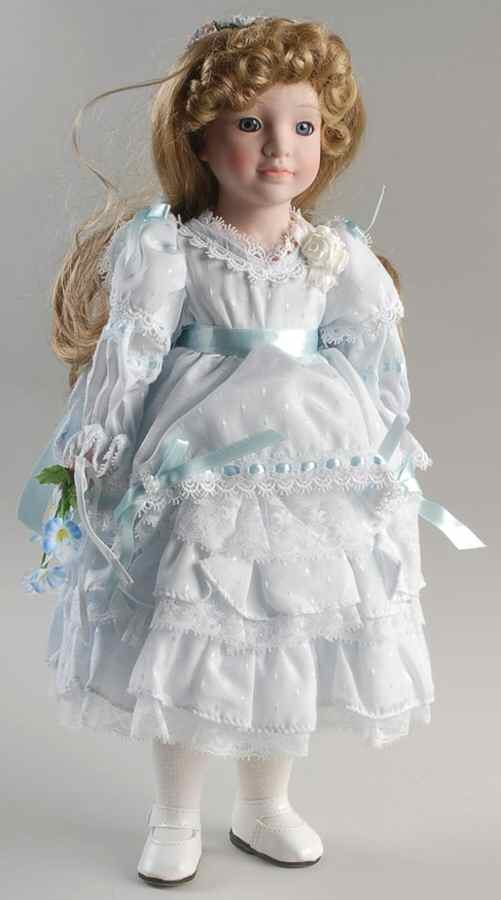 Dynasty Dolls Blue Dress Blonde Girl Porcelain - Boxed by Dynasty Doll-1