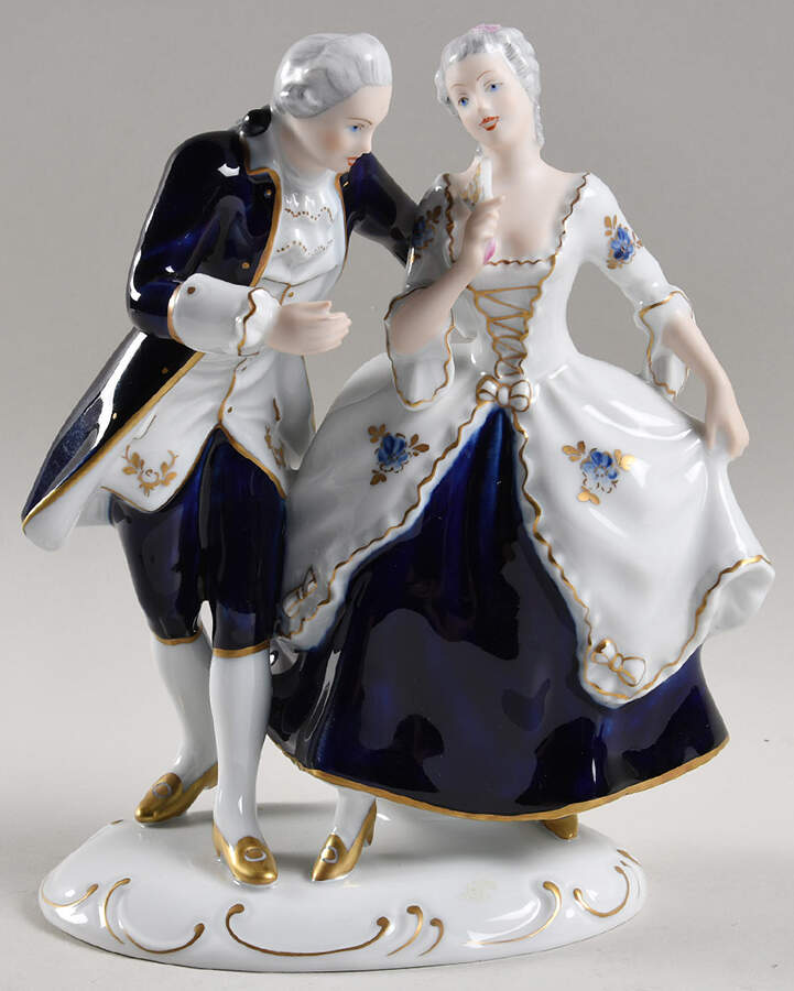 Royal Dux Figurine #2(Newer) Victorian Couple-Blue - No Box by Royal Dux-1