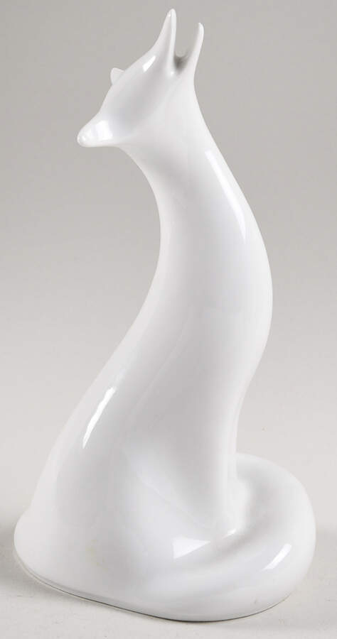 Royal Dux Figurine #2(Newer) Fox-All White - No Box by Royal Dux-1