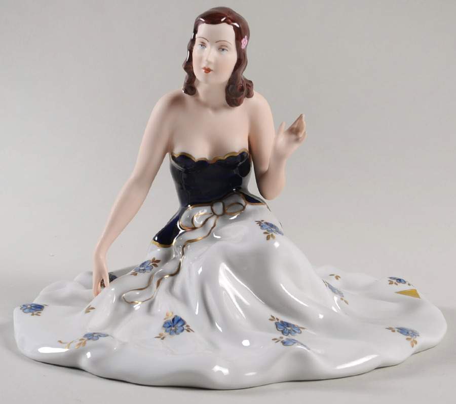 Royal Dux Figurine #2(Newer) Lady In Blue Dress - No Box by Royal Dux-1