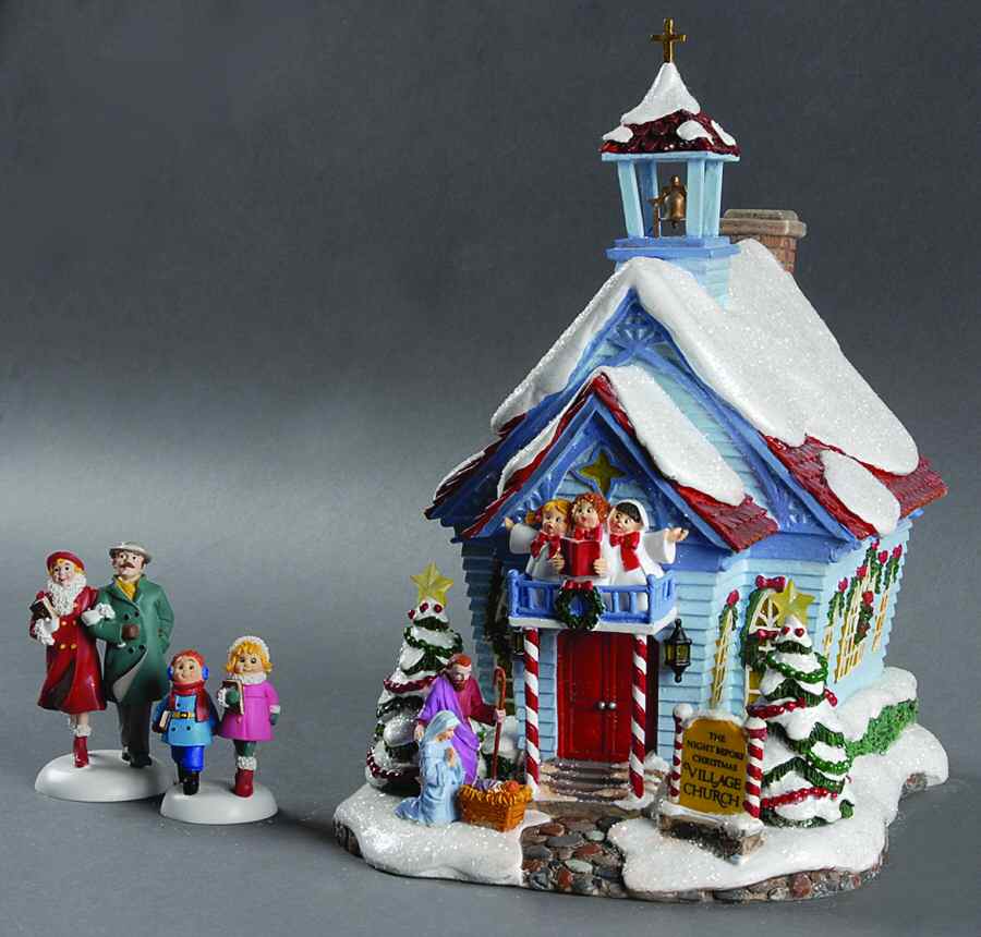 Storybook Village Night Before Christmas Church-S/3 - No Box by Department 56-1