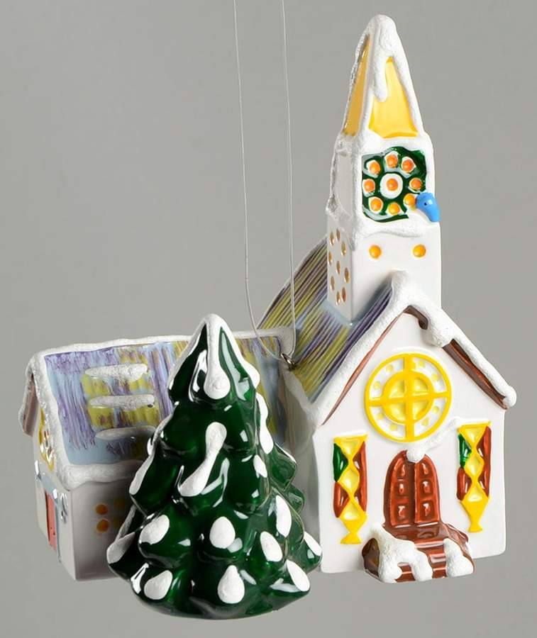 Snow Village Ornament Replica Of Steepled Church - Boxed by Department 56-1