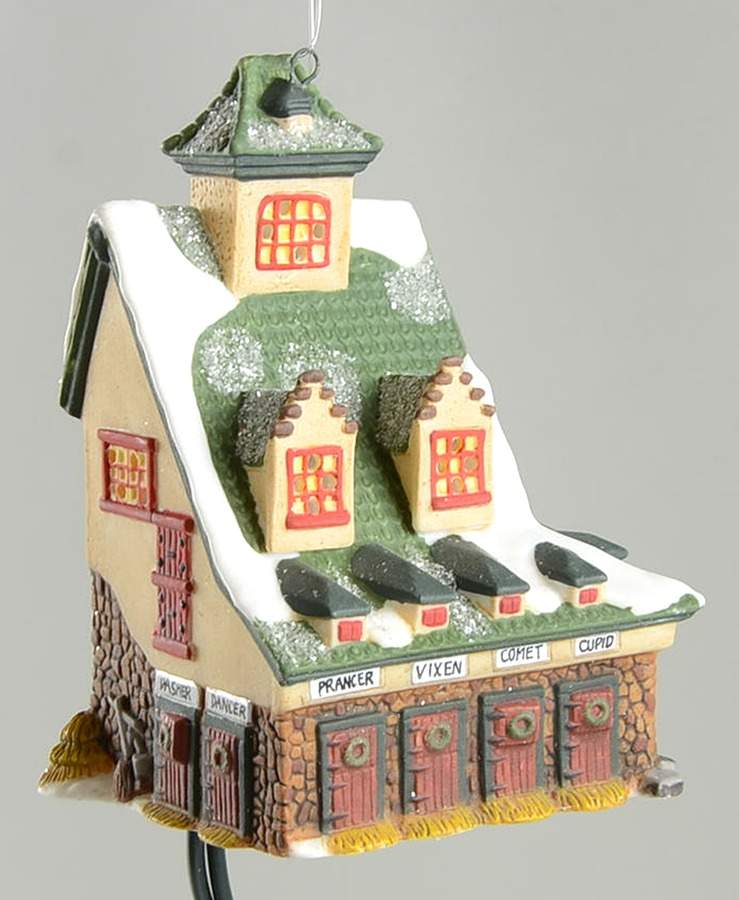 North Pole Ornament Reindeer Barn-Lighted - No Box by Department 56-1